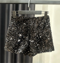 Load image into Gallery viewer, Black Sequin Shorts
