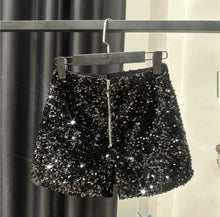 Load image into Gallery viewer, Black Sequin Shorts

